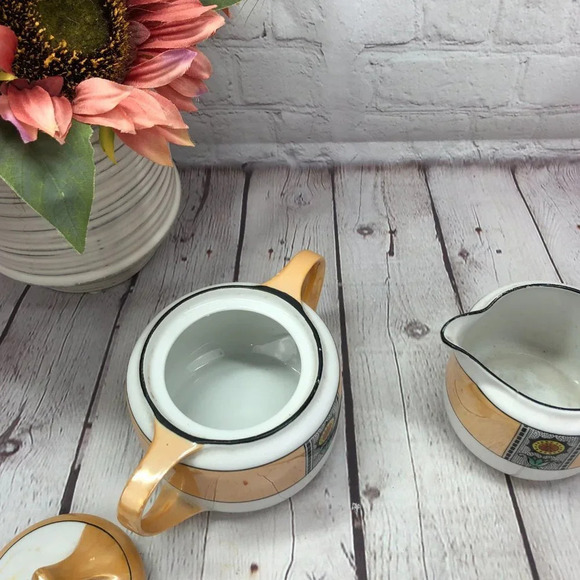 vintage noritake hand painted cream and sugar set - Picture 5 of 8